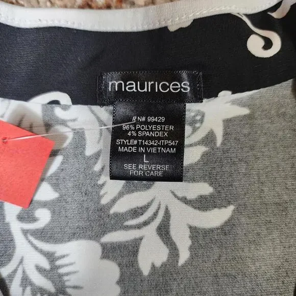 Maurices Women's Size Large Black White Floral Sleeveless Blouse Top Shirt - Picture 3 of 6